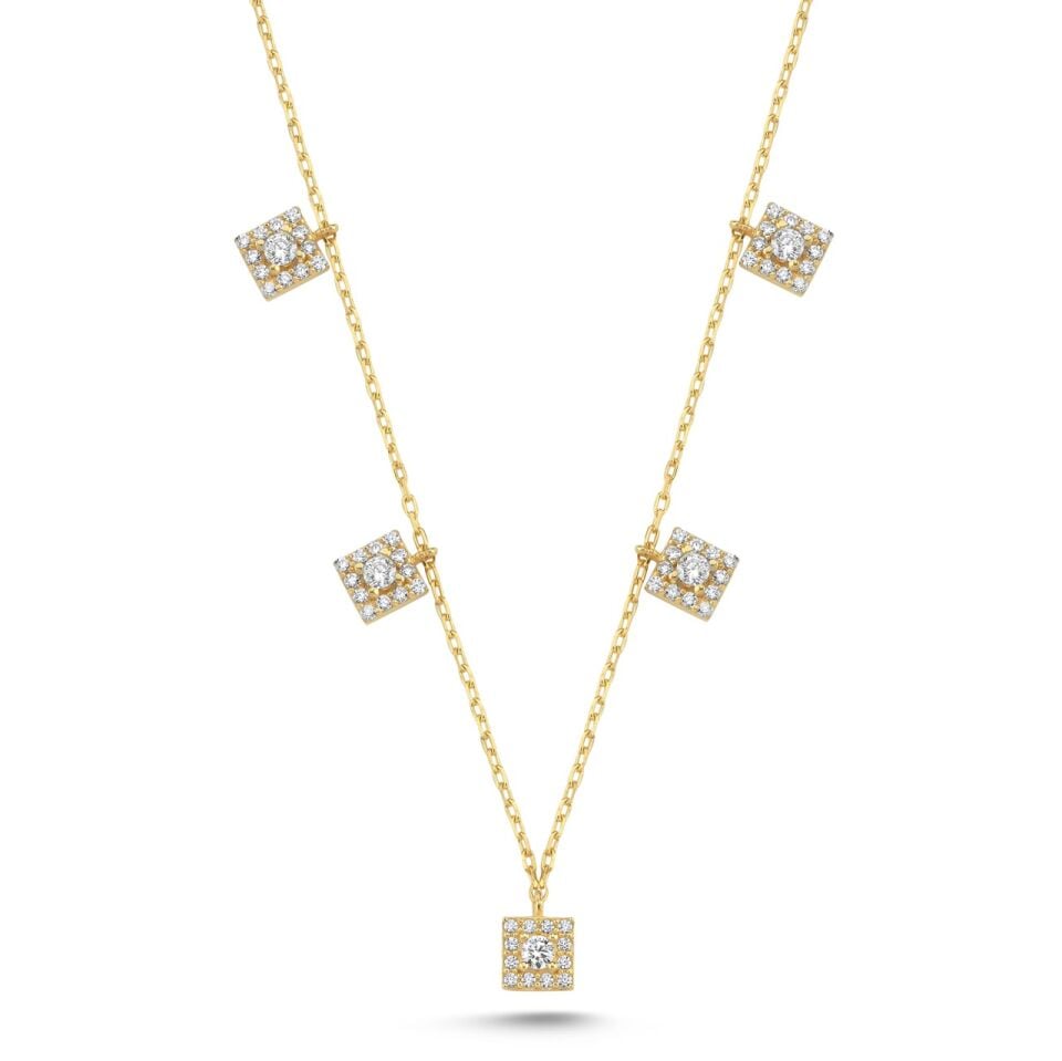 Square Cascade Altın Kolye