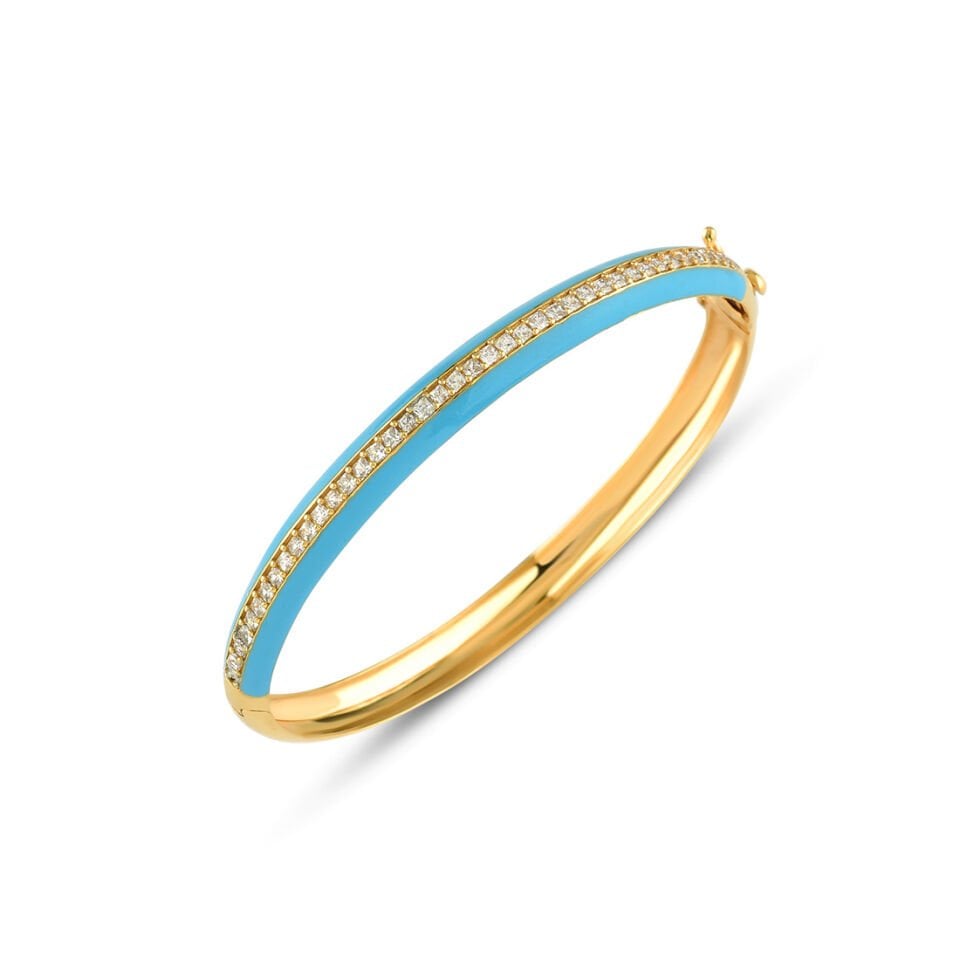 Enamel Line Altın Kelepçe Bileklik