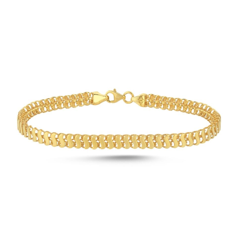 Interlock Curve Altın Bileklik