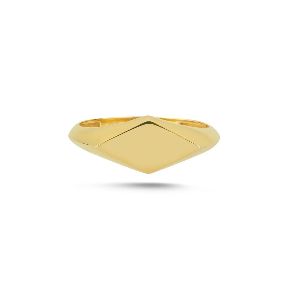 Facet Crest Signet Altın Yüzük