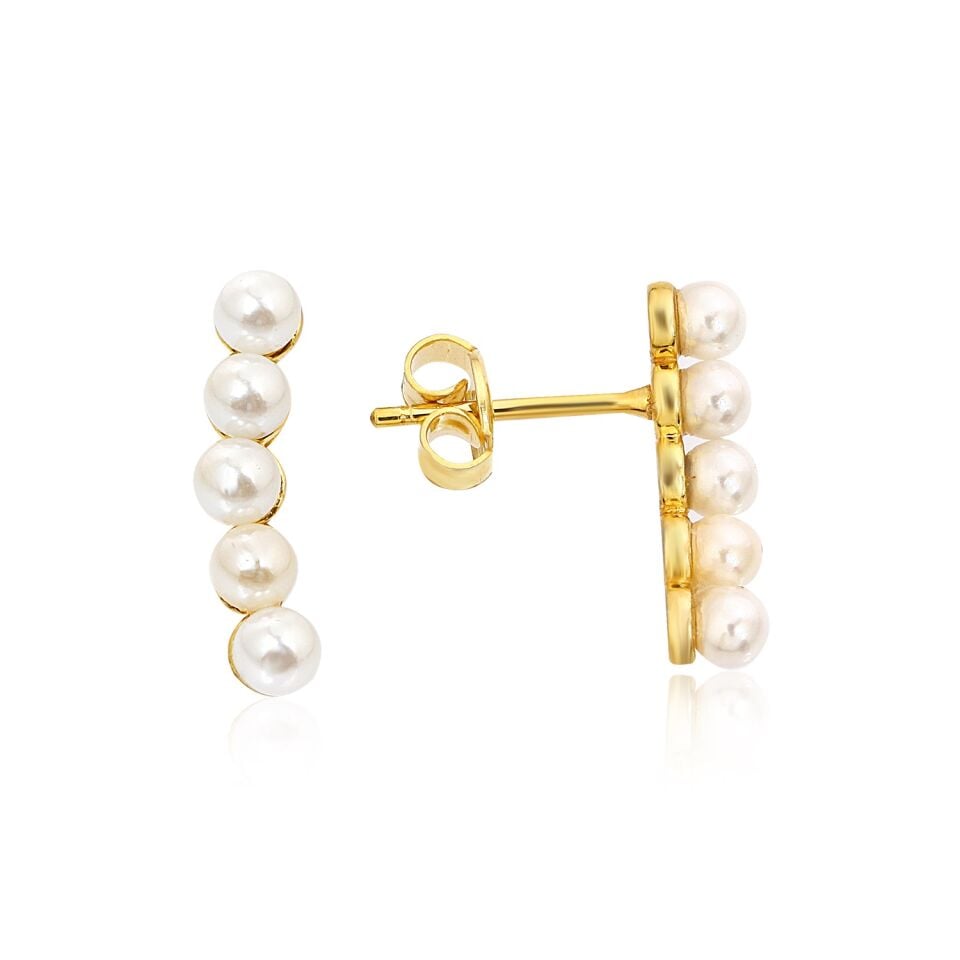 Pearl Line Altın Küpe