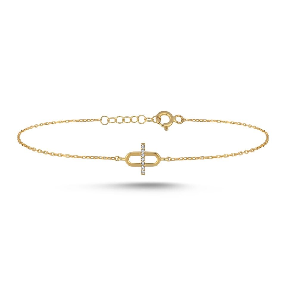 Linear Oval Altın Bileklik