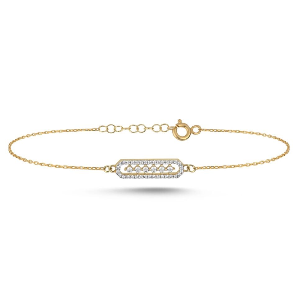 Linear Halo Bar Altın Bileklik