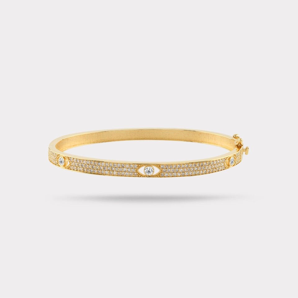 Evil Eye Pavé Altın Kelepçe